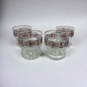 Set Of 4 Vintage Glasses Barware Indian Head Penny Wheat Penny Coin Stackable